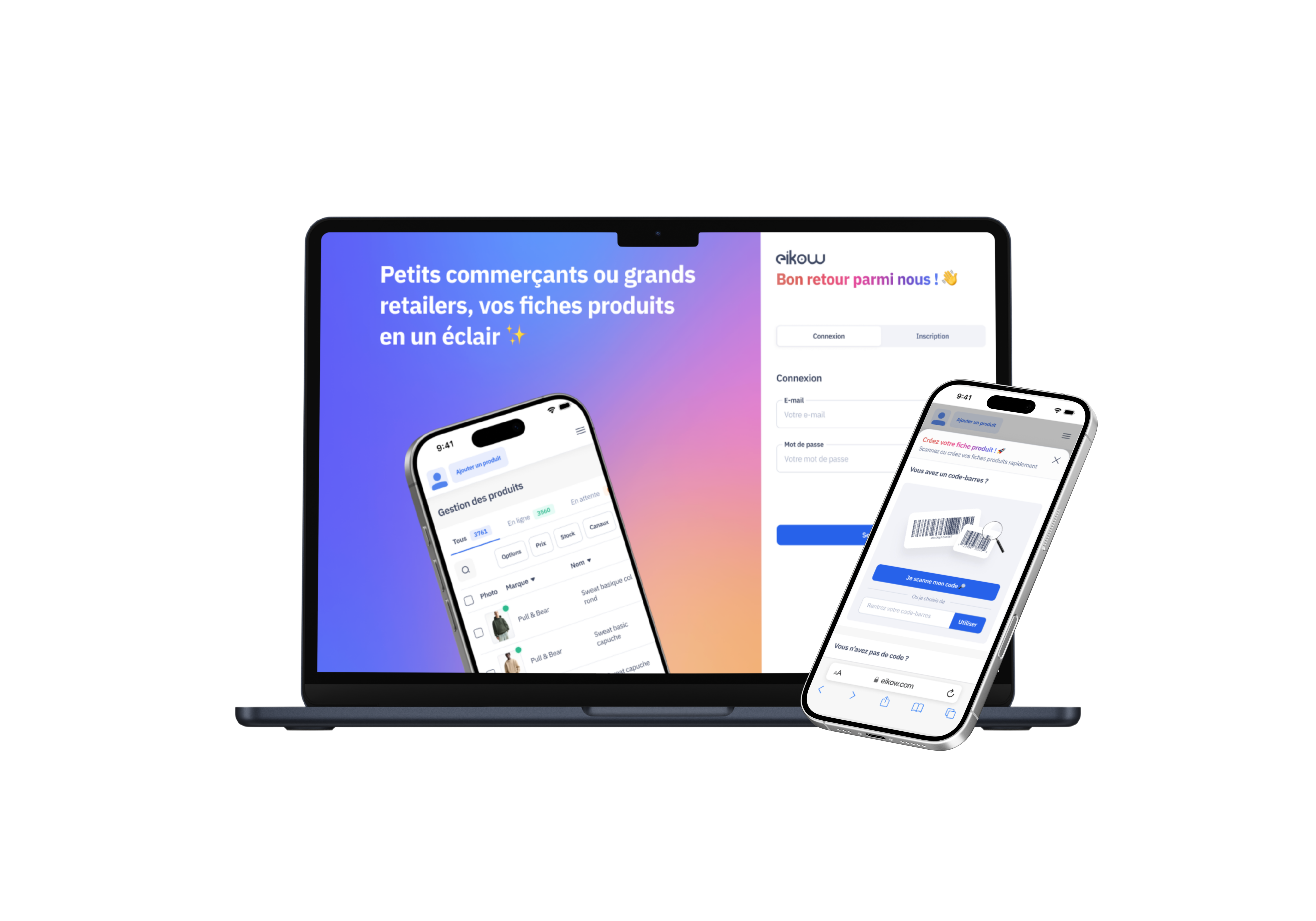 Interface Eikow sur ordinateur et mobile